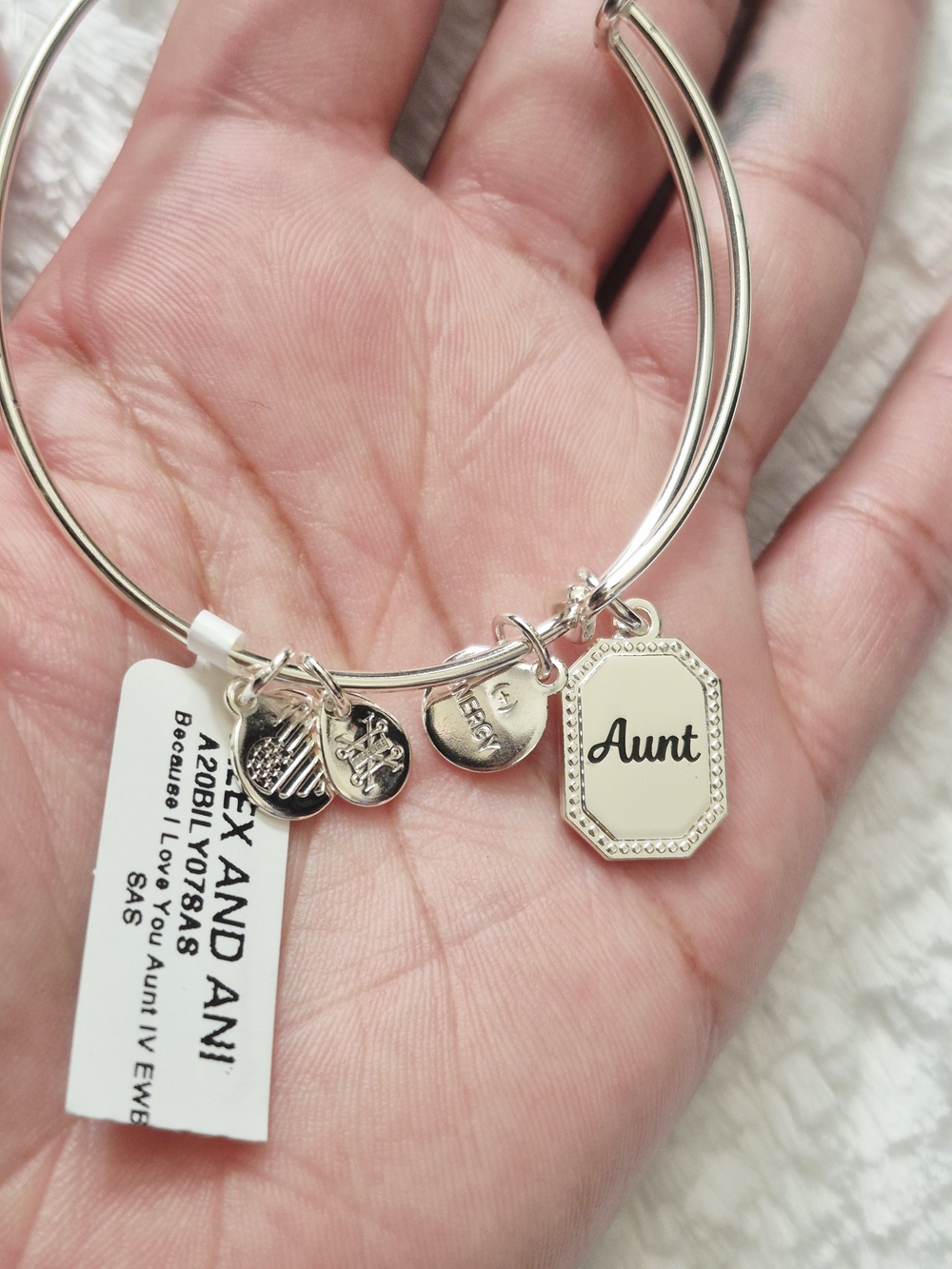 Alex and Ani Silver 'Aunt' Charm Bangle - Picture 3 of 6